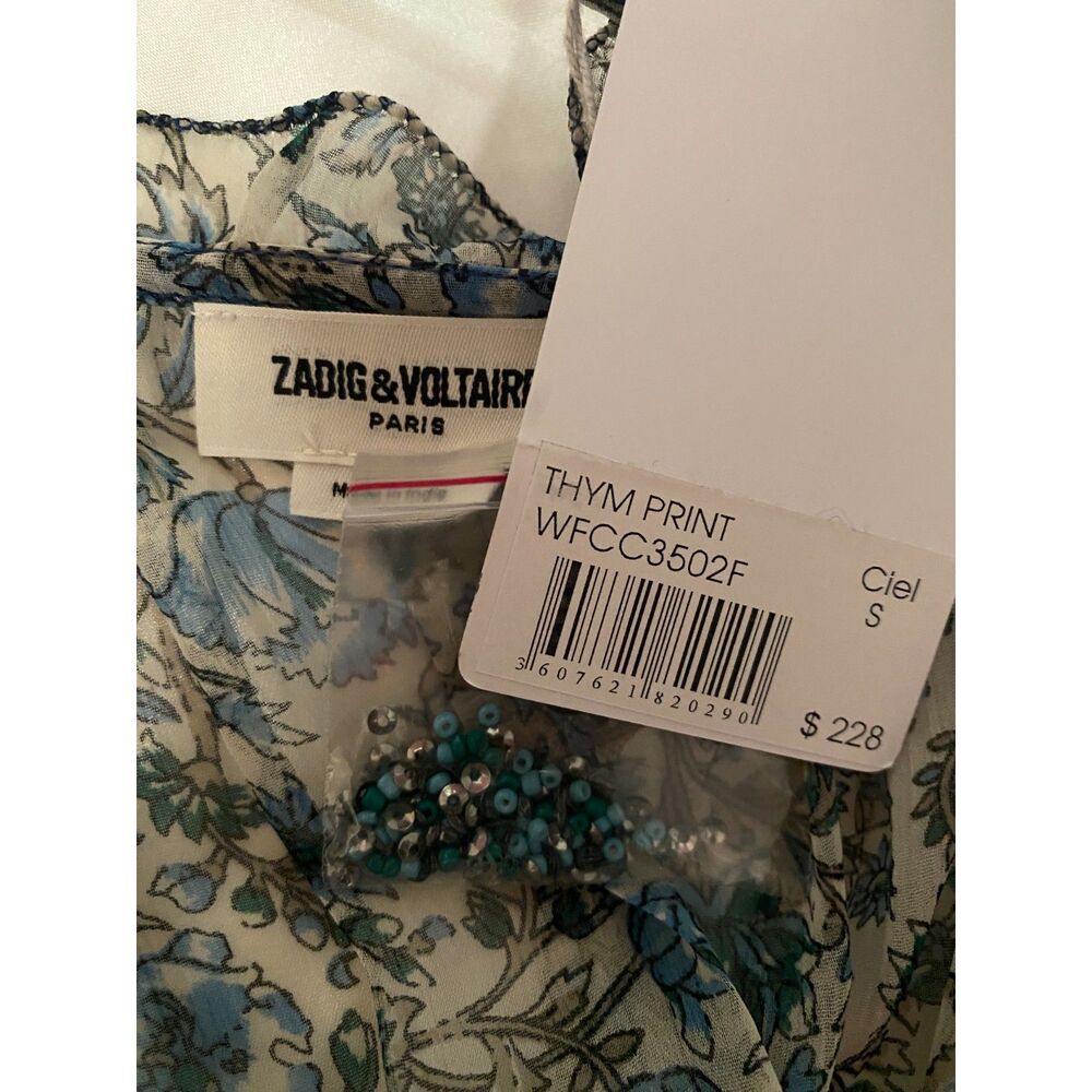 NWT Zadig & Voltaire Thym Print Paisley Embellished Top, Size Small - Picture 5 of 11
